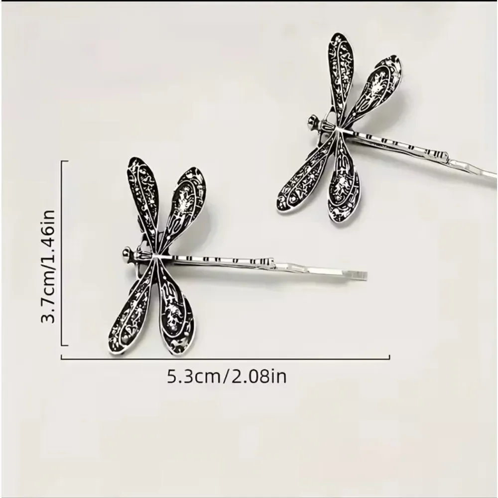 New ZARA Silver Dragonfly Hair Clips